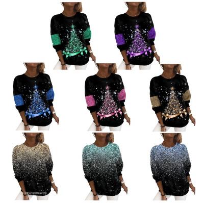 China High Quality Custom Women's Anti-Wrinkle 3D Sweatshirt Christmas Tree Print Design Pullover Hoodies Heavy Sports Streetwear Hoodies for sale