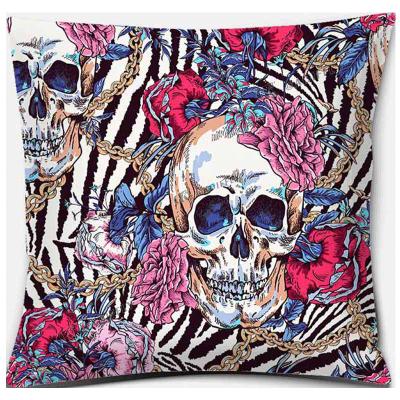 China Fashion Flower Skull Cushion 3d Digital Printing Anti Dust Mite Square Pillow Case Custom Tile Case For Home Decoration Sofa Cushion Cover for sale