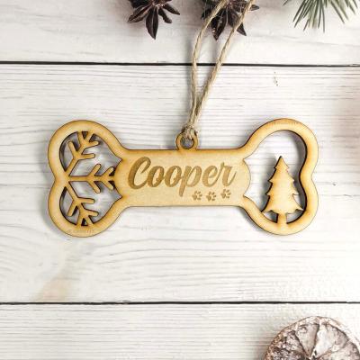 China Wholesale Custom Christmas Holiday Home Decoration Dog Ornament for Christmas Tree Decoration Dog Paw Ornament Sublimation Cutout Wooden Christmas Decorations for sale