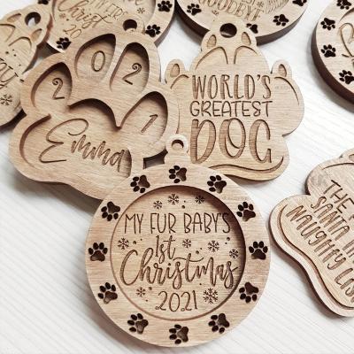 China Wholesale Custom Ornament Personalized Sublimation Blank Hanging Christmas Memorial Gift Home Dog Ornament Set Christmas Holiday Decoration Pet Tree Ornaments for sale