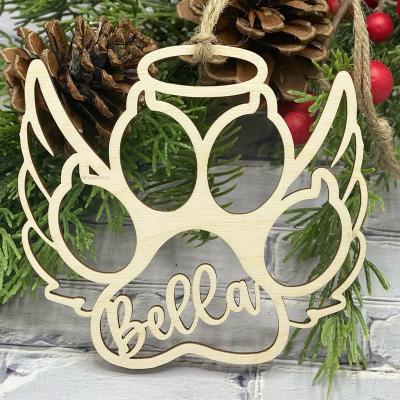 China Christmas Holiday Home Decoration Amazon Hot Sales Personalized Wooden Tree Custom Christmas Ornaments White Hanging Ornaments Set Christmas Kit for sale