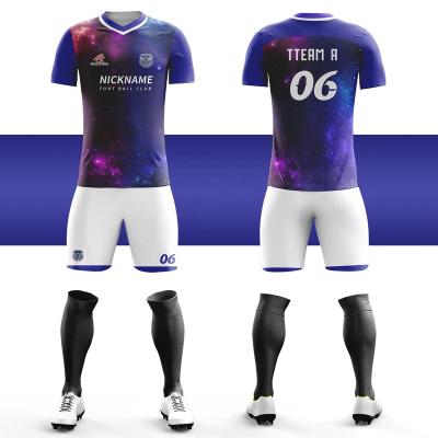 China Sublimation Printed Soccer Jersey Sets OEM Sportswear Set Custom Mens Football Soccer Jersey For Teams Soccer Uniform Use SOJ004 for sale