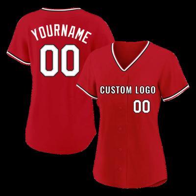 China Wholesale Women Logo Mesh Baseball Jersey Uniform Custom Made White Embroidery V-Neck Sublimation Baseball Wear Anti-UV Sportswear BSW002 for sale