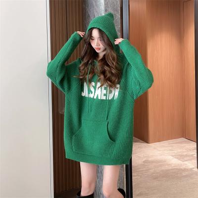 China Anti-wrinkle winter oversized hoodies new knit sweater lady pullover letter sweater for women for sale