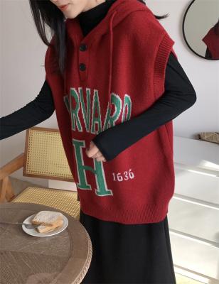 China QUICK DRY wholesale letters jacquard sweater warm hood sweater vest for spring and auturm for sale