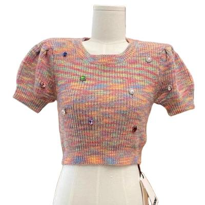 China Brightly Colored QUICK DRY Loose Short Sleeve Knit Sweater Vest Summer Sweater Top Women For Spring for sale