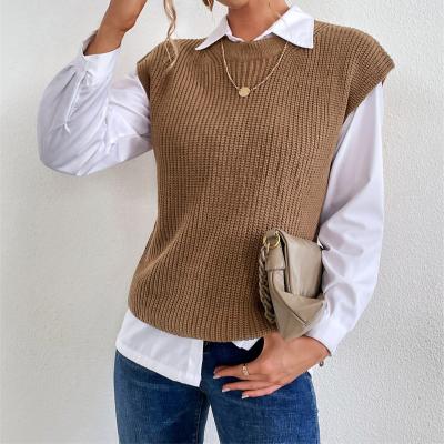 China QUICK DRY Lady style Solid color vest vintage sleeveless sweater vest for women vest sweater for sale