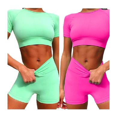 China Professional Wholesale Sports Breathable Panty Set Clothes Two Piece Manufacturer Yoga Short Set for sale