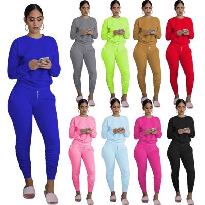 China Women 100% two-piece sale custom cotton spring logo breathable warm crew neck jogging sweat suits sweatsuit set for sale