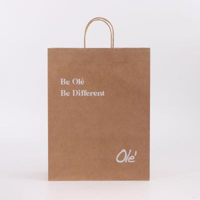 China Recyclable Hot Selling Custom Logo Printing Recycle Gift Kraft Paper Shopping Bag for sale