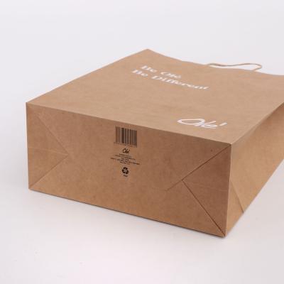 China Recyclable Wholesale Customized Full Logo Printed Shopping Paper Bag With Handle Brown And White Kraft Paper Bags for sale