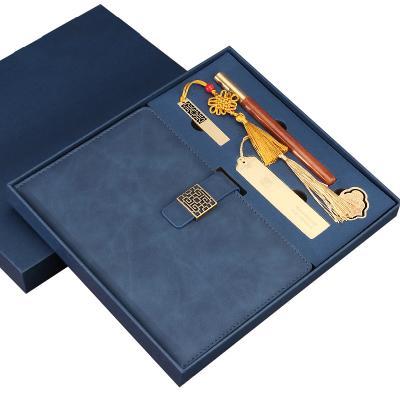 China High-end Recyclable Logo Color Diary A5 Plan Notebook New Arrival Chinese Style Leather Notepad Gift Set for sale