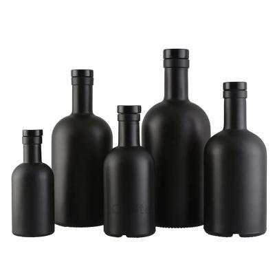 China Beverage Flint Glass Best Selling Matte Black Super Vodka Gin Liquor Glass Bottle for sale