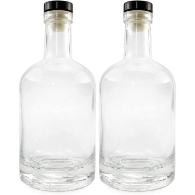 China Regular Clear Heavy Low Bottle Wine Bottle 750ml Nordic Beverage Liquor Glass Bottle With Synthetic Cork Above The T for sale