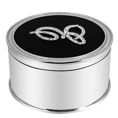 China Eco-Friendly Durable Metal Enamel Trinket Box Round Silver Plated Necklace Ring Gift Box Luxury Receive Custom Boxes for sale