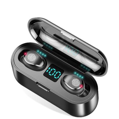 China 2020 New Arrival F9 Mini Box Earphone Wireless Charging Noise Canceling Headset With Digital Display Waterproof Sport Earbuds for sale