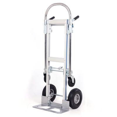 China Multifunctional Multifunctional Luggage Storage Metal Cart 2 in 1 Aluminum Warehouse Transport Hand Cart FHT250A for sale