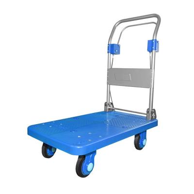 China Best New Selling Troley Design Handle Brake Platform Trucks Foldable Usability Longevity Warehouse Trolley Heavy Duty Cargo Cart With Brakes PLA300N-SS-DX for sale