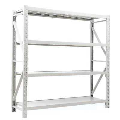 China New Product Corrosion Protection New Product Heavy Duty Adjustable 4-Shelf Boltless Steel Rivet Shelving Warehouse Rack Storage Shelf HJQ-105 for sale