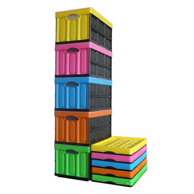 China New Design Collapsible Collapsible Stackable Storage Boxes Harvesting Folding Crates Plastic Box Color CX5336295W for sale