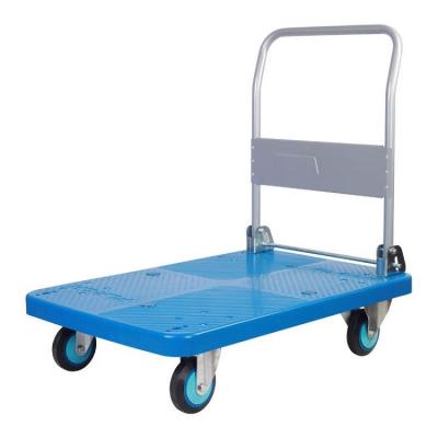 China Durable Ease of Use Goods Dolly Portable Rolling Compact Luggage Folding Hand Push Trolley Foldable Heavy Duty Trolley Plastic Platform Truck PLA300T-DX for sale