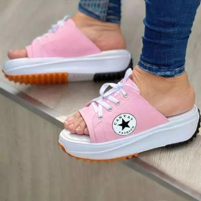 China Hot Selling Women's Shoes Bandana Casual Shoes Woman High Heel Slipper Women's White Ladies Damping Slides Shoes 2022 for sale