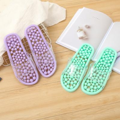 China 2021 new fashion trend bathroom transparent crystal anti-skid slippers summer indoor home flat slippers for sale