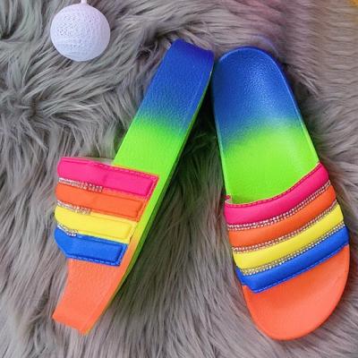 China Popular Fashion Trend Rainbow Jelly Sandals Summer Hot Sale Beach Slippers for Women High Quality Women's Platform Sandals for sale