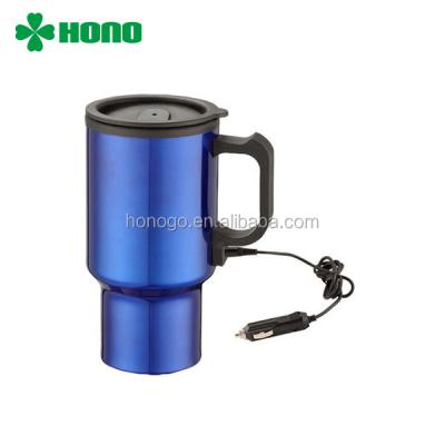 China Durable 450ml 12V car used stainless steel electric mug printed stainless steel cup for coffee thermos for sale