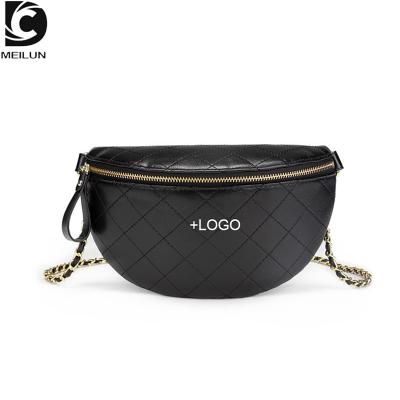 China Water Proof Custom PU Leather Black Quilted Women Fanny Pack Waterproof Ladies Waist Bags Wholesale for sale