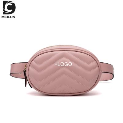 China Wholesale Water Proof Pink PU Women Pussy Pack High Quality Leather Worthless Bag Quilted Waist Bag With Custom Logo for sale