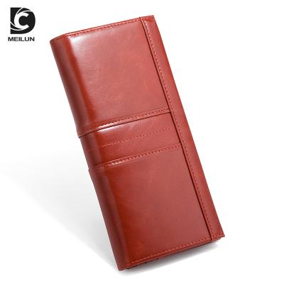 China New Hot Selling Anti-theft Men Clip 100% Genuine Leather Fashion Women Leather Long Wallet Clutch Wallet for sale