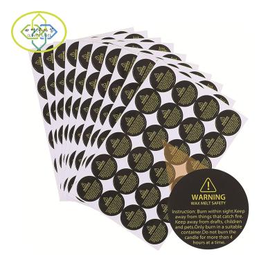 China Waterproof Hot Selling Self Adhesive Round Candle Sticker Warning Label for sale