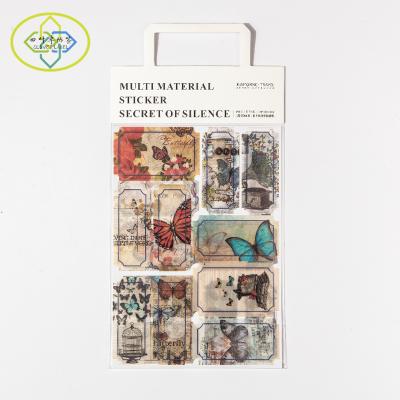 China Decorative Vintage Journal Stationery Wholesale Label Stickers Self Adhesive Sticker Sheet for sale