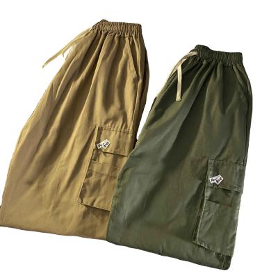 China Anti-Wrinkle Full Cargo Pants Vintage Wide Leg High Waisted Cargo Pants Loose Multi Cargo Breeches for sale