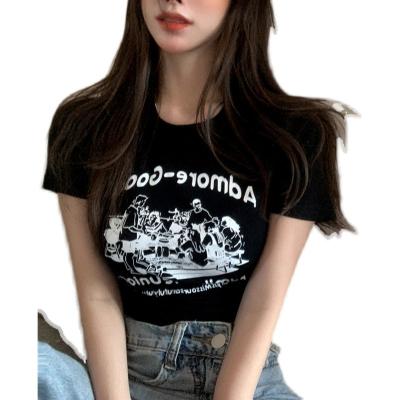 China Breathable Custom Logo Print Shirt In Stock Women's Crop Tops Custom T-shirt Women's Crop Tops for sale