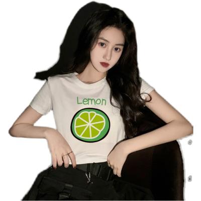 China Cotton Cropped Fitted Graphic Women's Tee T-Shirts Breathable Fitness Fitted T Shirts Ladies Logo Women Crop Tops T Shirt For Women for sale