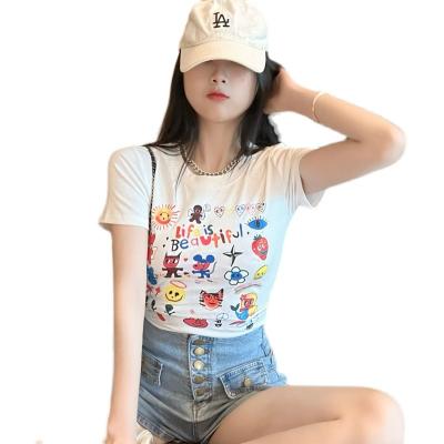 China Breathable Crop Tops For Women Clothing Hot Sale Custom Girl's Slim T-shirt High Quality for sale