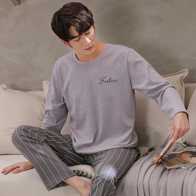 China Viable Home Fashion Suit Mens Factory Price 100% Cotton Pajamas Set Long Sleeve Mens Sleepwear for sale