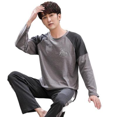 China Factory Price High Quality Home Fashion Breathable Sleepwear Suit Long Sleeve Men's Two Piece Pajama Set for sale