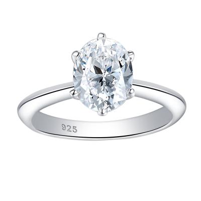 China Newshe Solid 925 7*9mm Fashionable Sterling Silver Luxury Jewelry Wedding Engagement Ring For Women Oval Cut CZ Simulated Diamond for sale