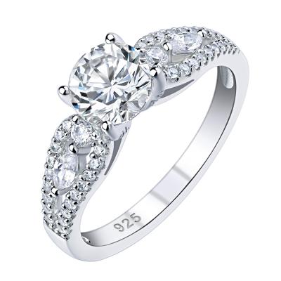 China Newshe Romantic 925 Sterling Silver Eternity Wedding Engagement Rings For Women Bridal Classic Cubic Zircon Round Cut Jewelry for sale