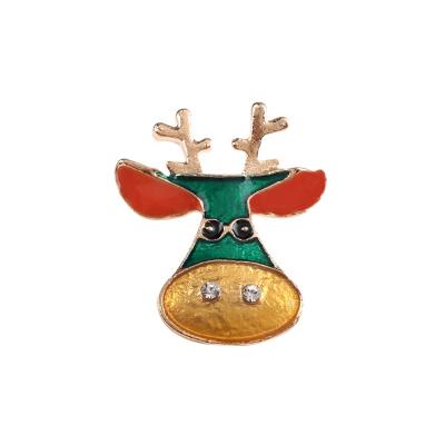 China Custom Christmas Reindeer ALLOY Rhinestone Holiday Animal Brooches For Christmas Gift for sale