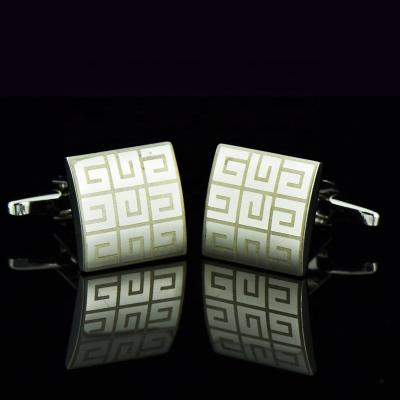 China Custom luxury BRASS nickel/sliver sliver plated laser stainless steel cufflinks for sale