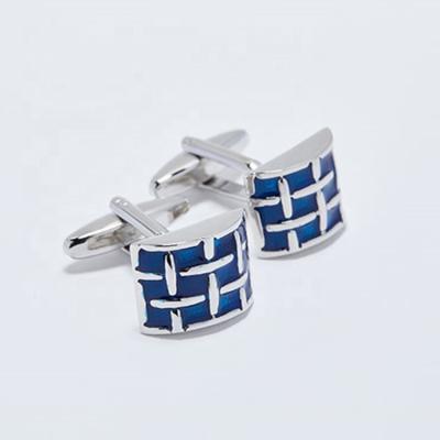 China Custom BRASS/sliver enamel nickel plated blue cufflinks for mens shirts for sale