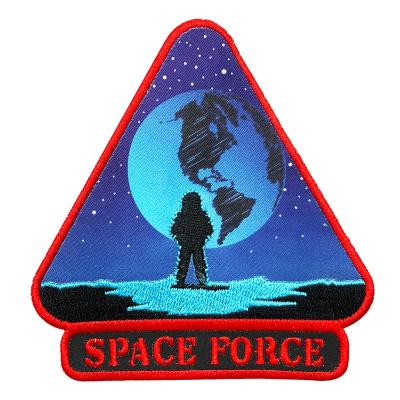 China Viable 3D Handmade Other Custom High Quality Blue Space Force Image Logo Embroidery Cheap Embroidered Patch For Apparel for sale