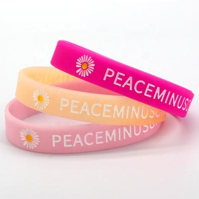 China Custom Brand Luminous Exquisite Logo Silicone Wristband Casual/Sporty Factory Color Wristband for sale