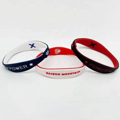 China Custom Custom Casual/Sporting Logo Brand Luminous Exquisite Color Silicone Wristband Wristband For Men for sale