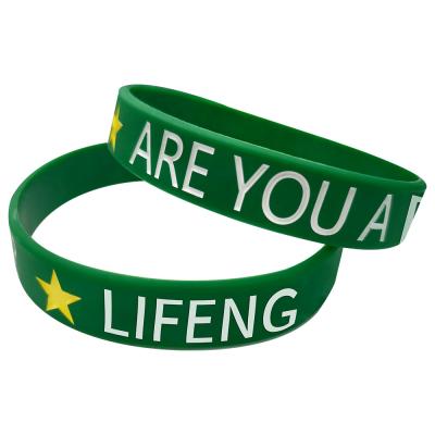 China Promotional Exquisite Casual/Sporty Gift Wrist Band Silicone Bracelets Bangle Green Bracelet for sale