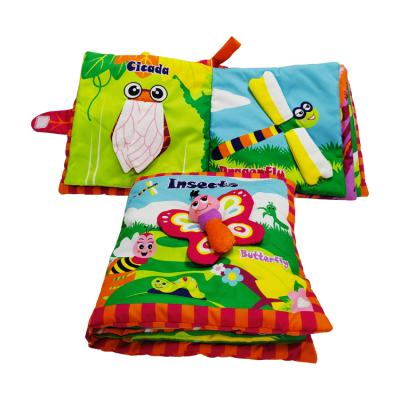 China Educational Color Recognition Cogenition Insect Cloth Wrinkle Book In 8 Colorful Pages With Stuffed Animals Bee Cloth Toy for sale